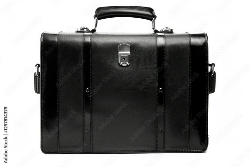 Black leather briefcase on white background. Neural network AI generated Black leather briefcase on white background. Neural network AI generated