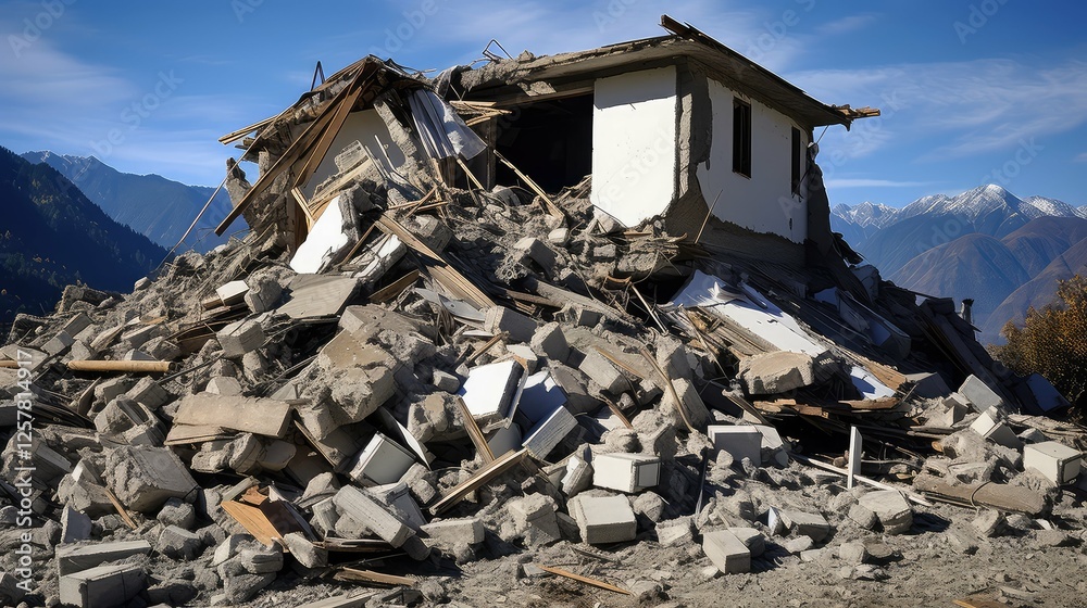 rubble earthquake damage house rubble earthquake damage house