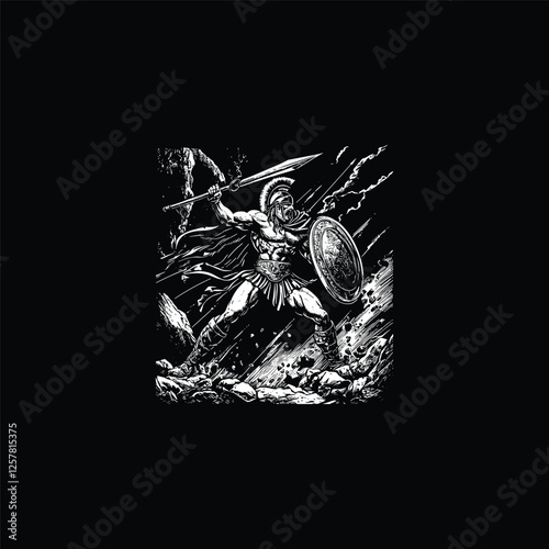 Ares god of war greek mythology design vector template logo t-shirt illustration