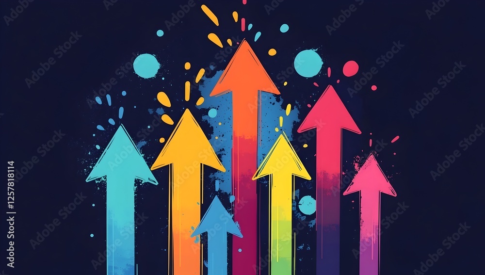 Fototapeta premium Vibrant Upward Trending Graph with Arrows Representing Growth and Success