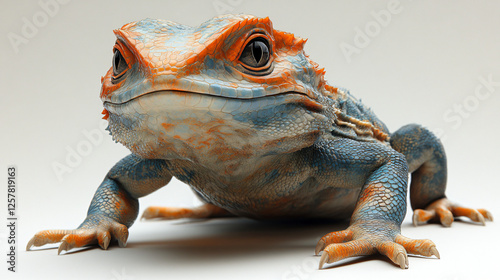 a close up of a lizard on a white surface photo