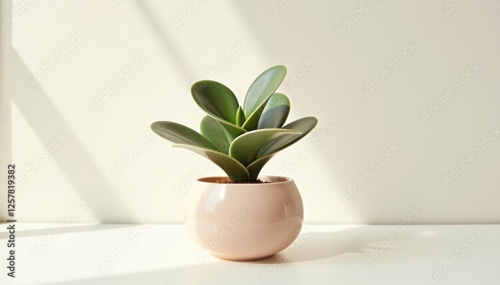 Chamaedorea in light ceramic pot on bright uncluttered background Chamaedorea in light ceramic pot on bright uncluttered background