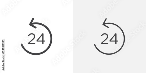 24 hrs icons vectors illustrations in black fill and liner versions