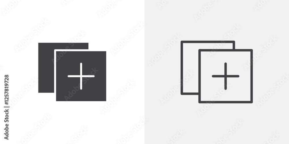 Add apps icons vectors illustrations in black fill and liner versions Add apps icons vectors illustrations in black fill and liner versions
