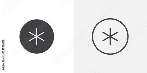 Asterisk icons vectors illustrations in black fill and liner versions