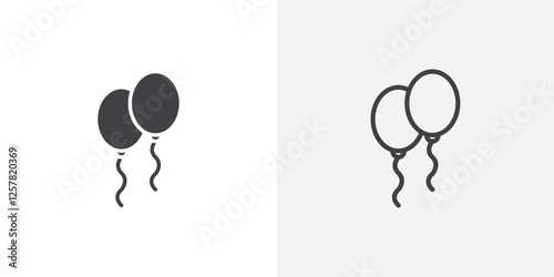 Balloons icons vectors illustrations in black fill and liner versions