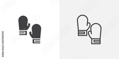 Boxing glove icons vectors illustrations in black fill and liner versions