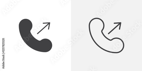 Call outgoing icons vectors illustrations in black fill and liner versions