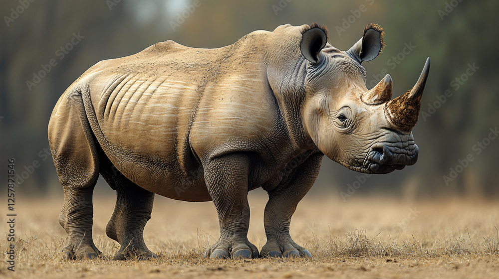 Fototapeta premium a rhino standing in a field