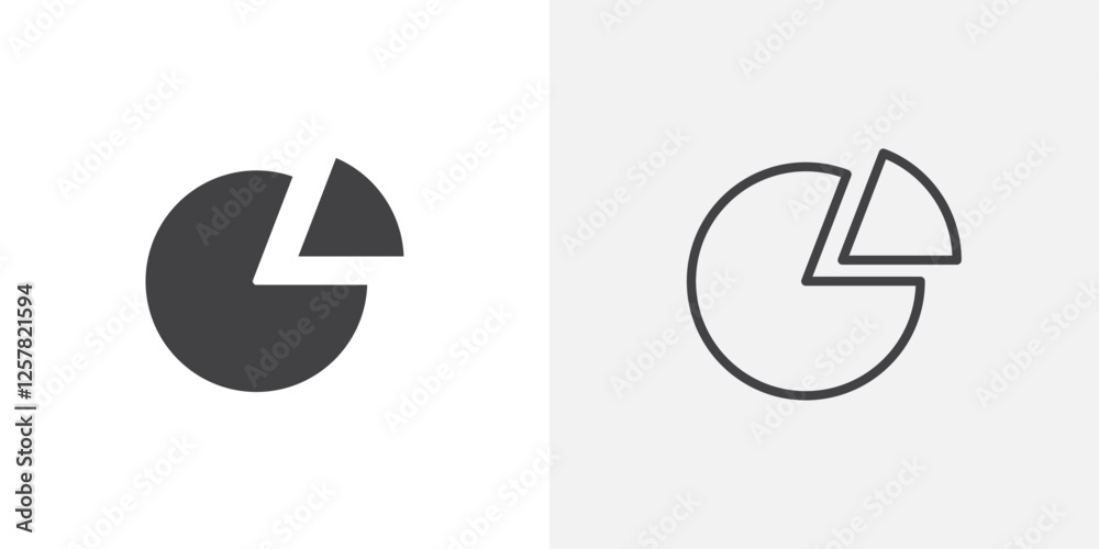 Chart pie icons vectors illustrations in black fill and liner versions Chart pie icons vectors illustrations in black fill and liner versions