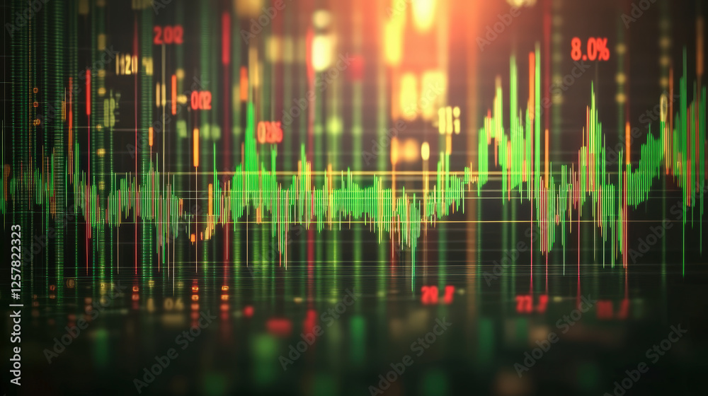 Dynamic stock market graph visualizes financial data trends, displaying fluctuating numbers and charts essential for investment analysis insight. Dynamic stock market graph visualizes financial data trends, displaying fluctuating numbers and charts essential for investment analysis insight.