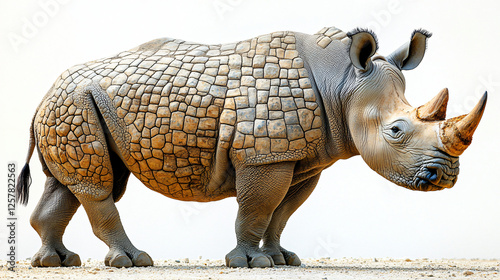 a rhino with a very long neck