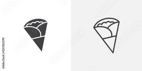 Crepe icons vectors illustrations in black fill and liner versions