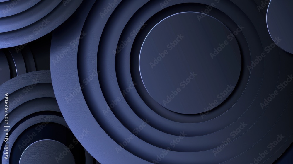 Sleek Blue Background with Concentric Circles for Design, Featuring White Space in the Center for Text. Abstract Geometric Modern Wallpaper Ideal for Banner Templates and Digital Projects.