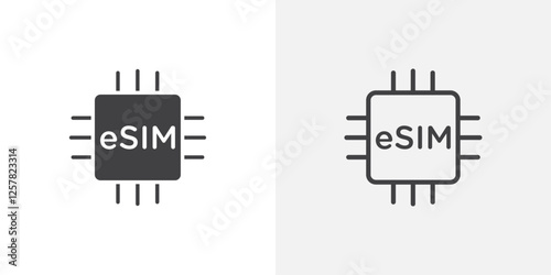 ESIM icons vectors illustrations in black fill and liner versions