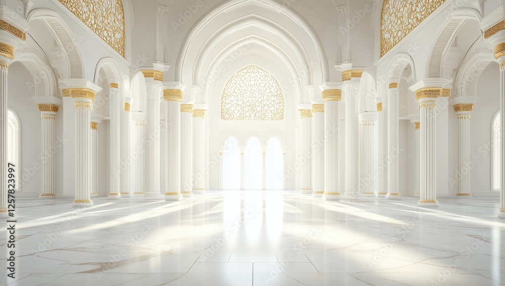 Fototapeta premium Grandiose White Palace Interior: Architectural Marvel