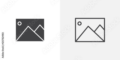 Gallery icons vectors illustrations in black fill and liner versions