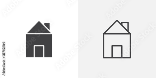 Home icons vectors illustrations in black fill and liner versions