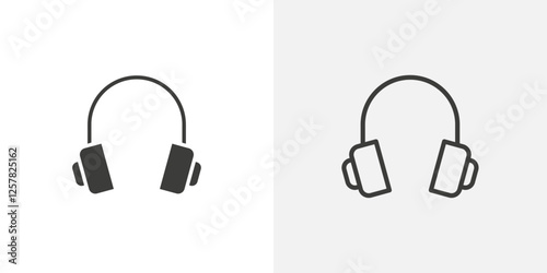 Headset icons vectors illustrations in black fill and liner versions