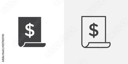 Invoice icons vectors illustrations in black fill and liner versions