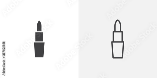 Lipstick icons vectors illustrations in black fill and liner versions