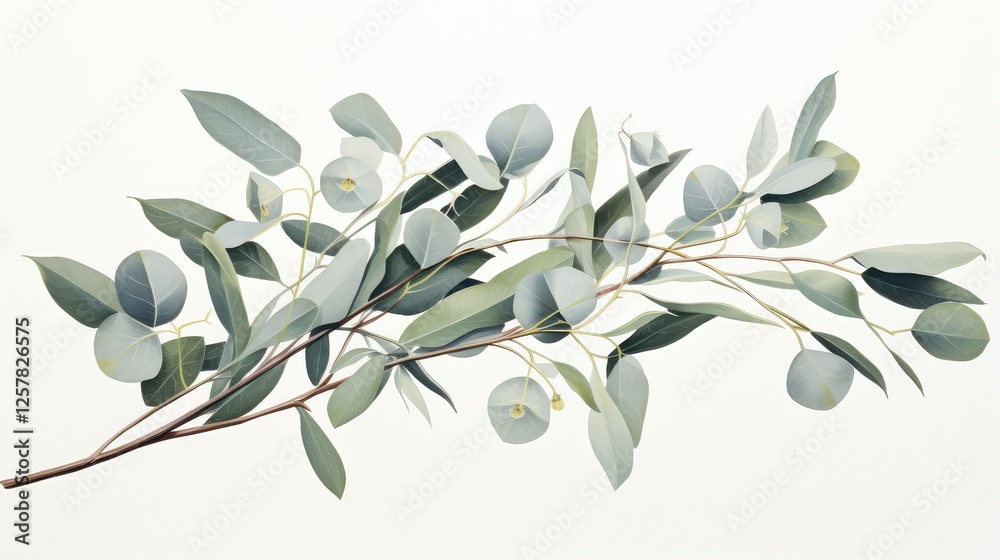 Obraz premium cascading eucalyptus leaves illustration