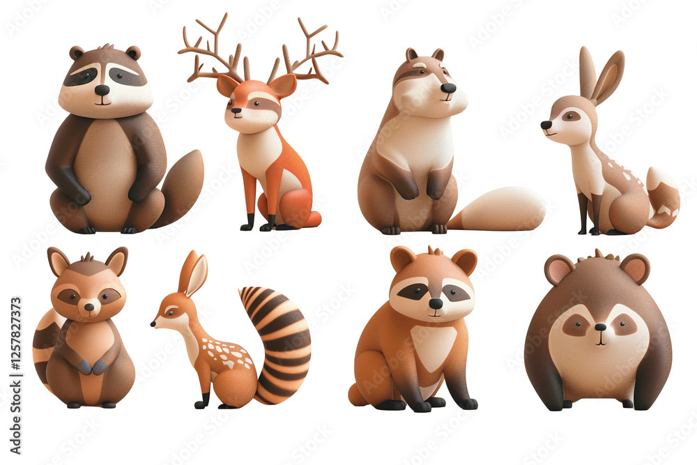 Naklejka premium Cute Cartoon Forest Animals