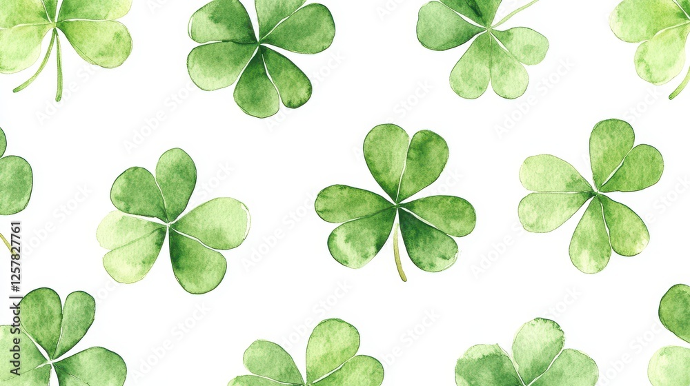 Watercolor clover isolated on white background, Lucky clover leaves with four leaf,Clover flowers background,Patricks day watercolor clipart,Spring flower pattern,St. Patrick s day seamless pattern. Watercolor clover isolated on white background, Lucky clover leaves with four leaf,Clover flowers background,Patricks day watercolor clipart,Spring flower pattern,St. Patrick s day seamless pattern.