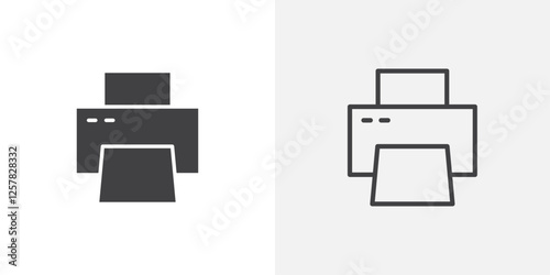 Print icons vectors illustrations in black fill and liner versions