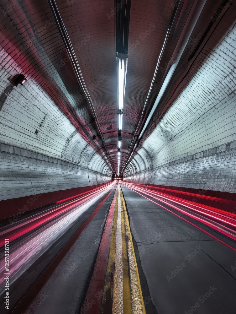 Obraz premium Long exposure taken in the Fort McHenry Tunnel, Baltimore, Maryland.