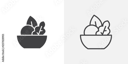 Salad icons vectors illustrations in black fill and liner versions