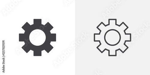 Settings icons vectors illustrations in black fill and liner versions