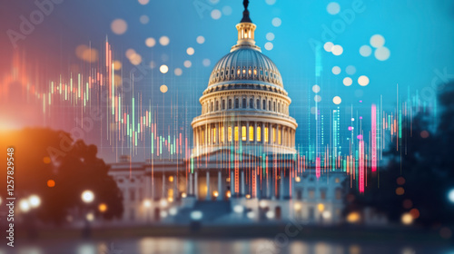 Discover the dynamic intersection of politics and economy in vibrant Washington, D.C., highlighting financial growth and legislative impact. photo