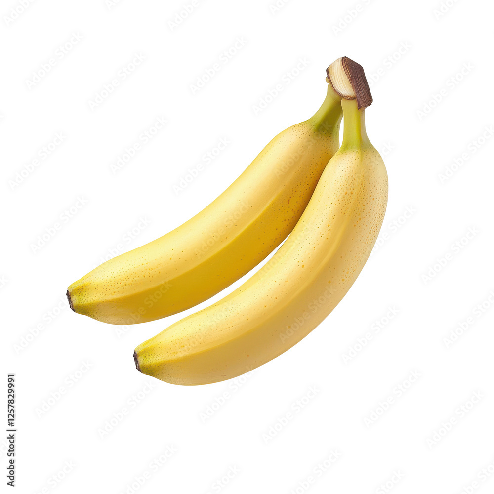 Two ripe bananas on a white isolated background.