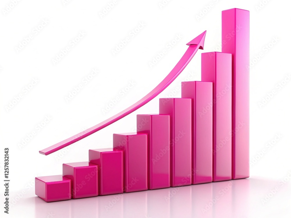 Bold Pink Financial Graph on Isolated Background Bold Pink Financial Graph on Isolated Background