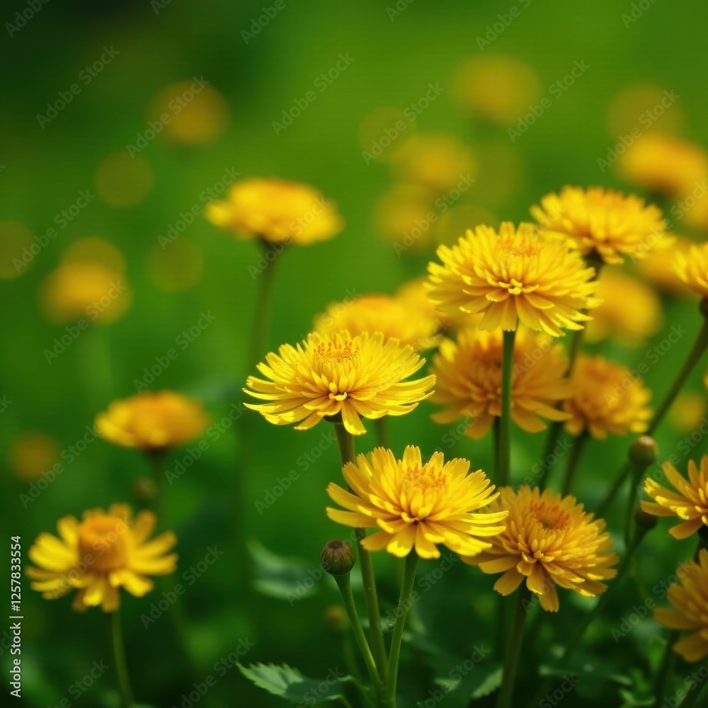 A profusion of sunny yellow mimosa flowers against a green backdrop , flowering, isolated A profusion of sunny yellow mimosa flowers against a green backdrop , flowering, isolated