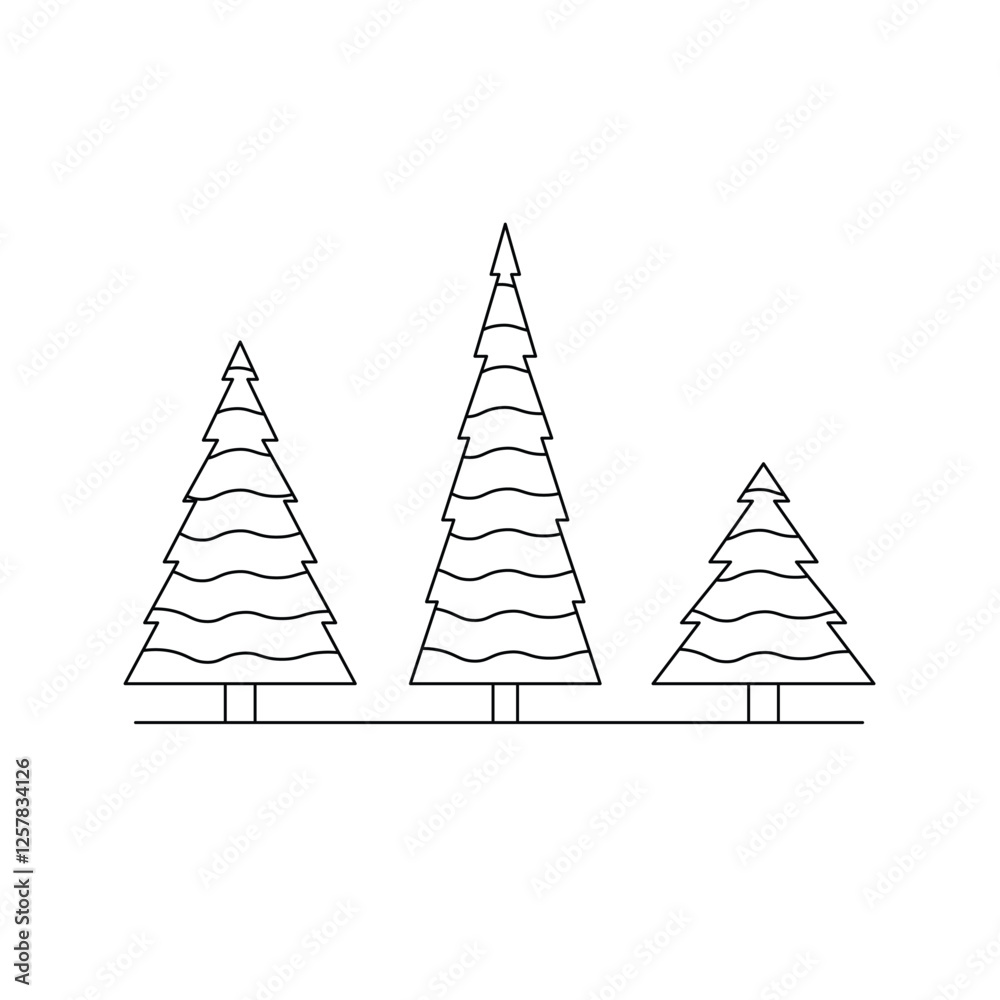 Fototapeta premium Artistic pine tree illustrations capturing nature’s serenity