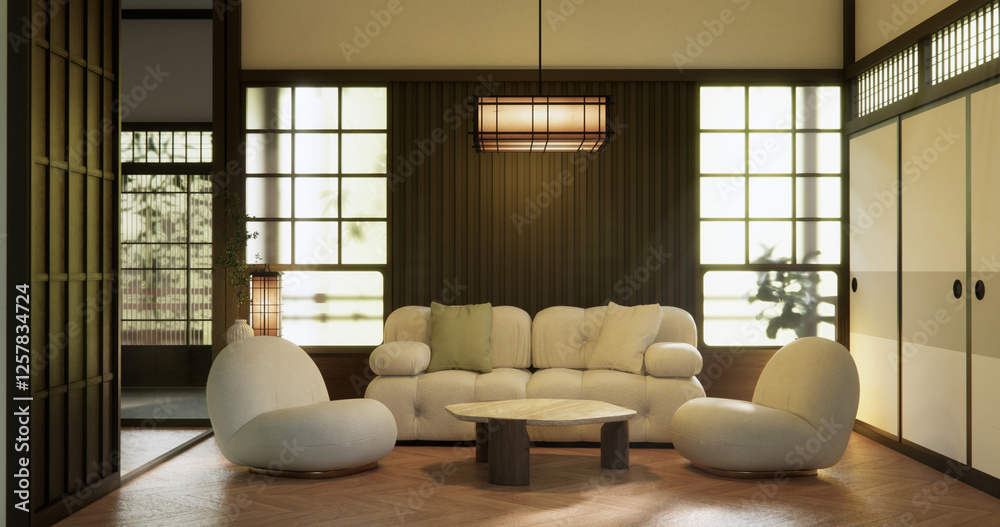 Fototapeta premium sofa armchair minimalist design muji style.