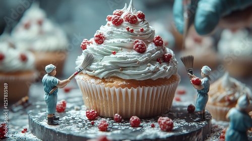 a cupcake with a cake topper and a fork