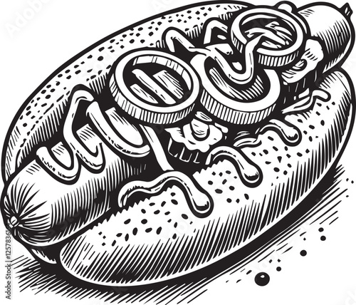 hot dog hand drawn vector illustration