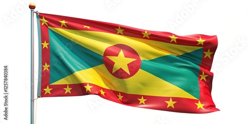 Flag of Grenada | 3D Realistic National Flag of Grenada Waving in the Wind photo