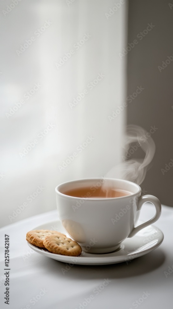 A Delicate Moment of Warm Tea and Crispy Cookies A Delicate Moment of Warm Tea and Crispy Cookies