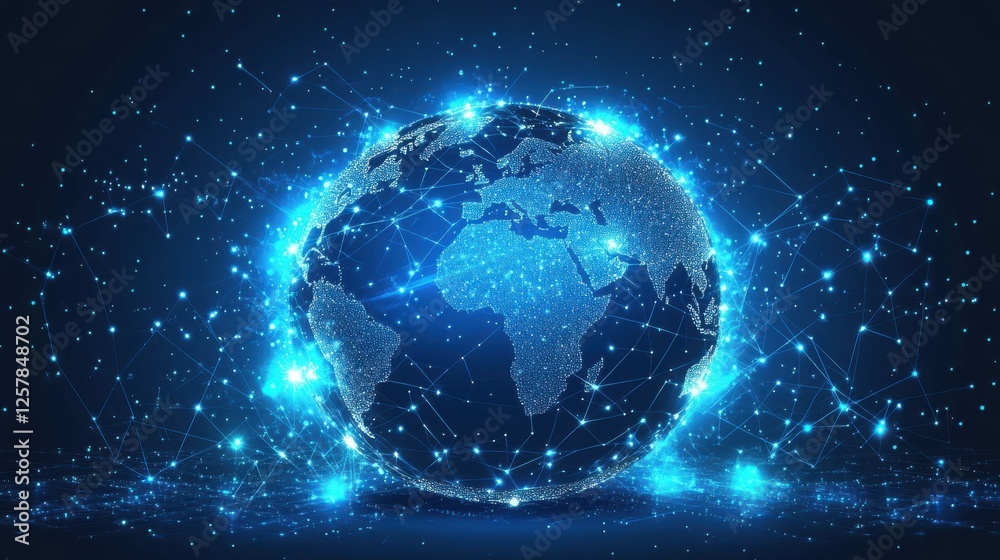 Technology image of globe. Abstract polygonal shapes. Background with connecting dots and lines. Graphic concept for your design Technology image of globe. Abstract polygonal shapes. Background with connecting dots and lines. Graphic concept for your design