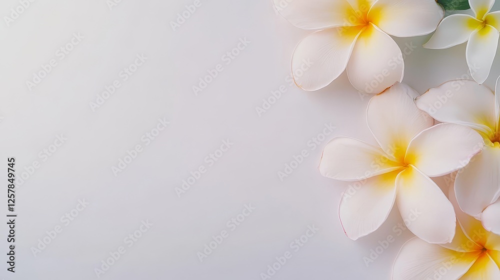 Naklejka premium Delicate Plumeria Flowers in Soft Pastel Tones