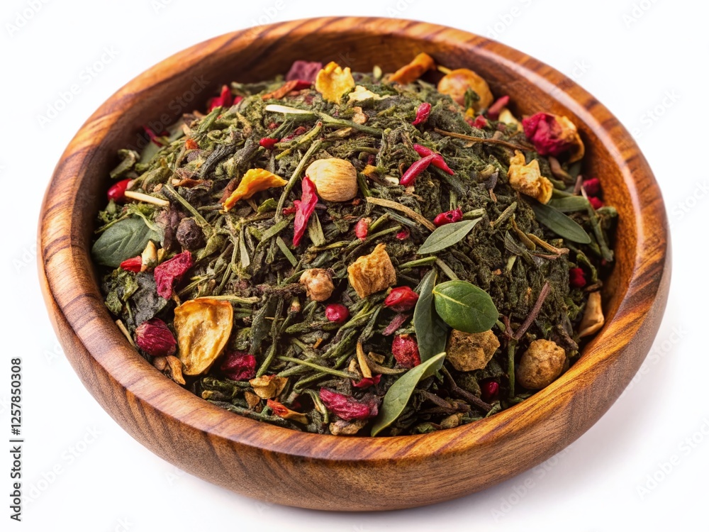 Aromatic Mate Tea in Wooden Bowl, Top View Panoramic Stock Photo Aromatic Mate Tea in Wooden Bowl, Top View Panoramic Stock Photo