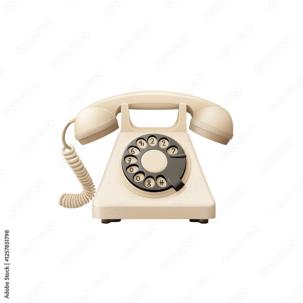 Classic rotary dial telephone with cream colored body and vintage design elements Classic rotary dial telephone with cream colored body and vintage design elements