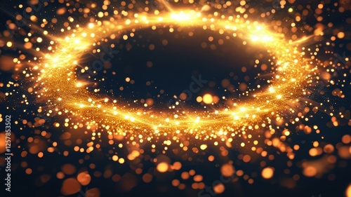 Glowing golden circle with sparkles and luminous effect, perfect for festive and magical themes