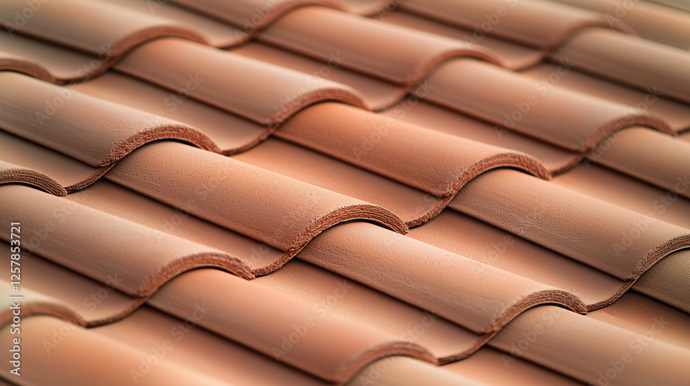 Traditional red clay roof tiles in perfect alignment Traditional red clay roof tiles in perfect alignment