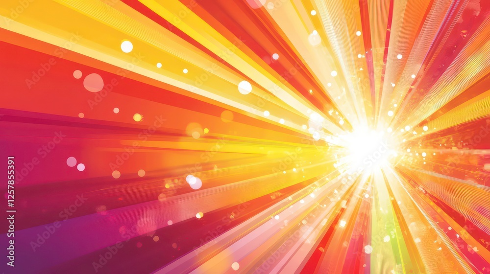 Fototapeta premium Vibrant abstract background featuring dynamic light rays in vivid colors, creating a visually striking burst of energy and movement.