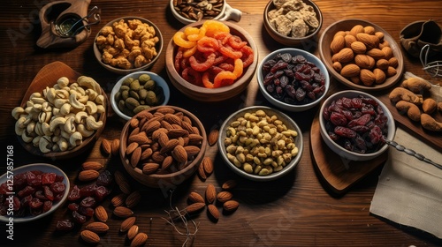 driedfruits table foods flat lay photo